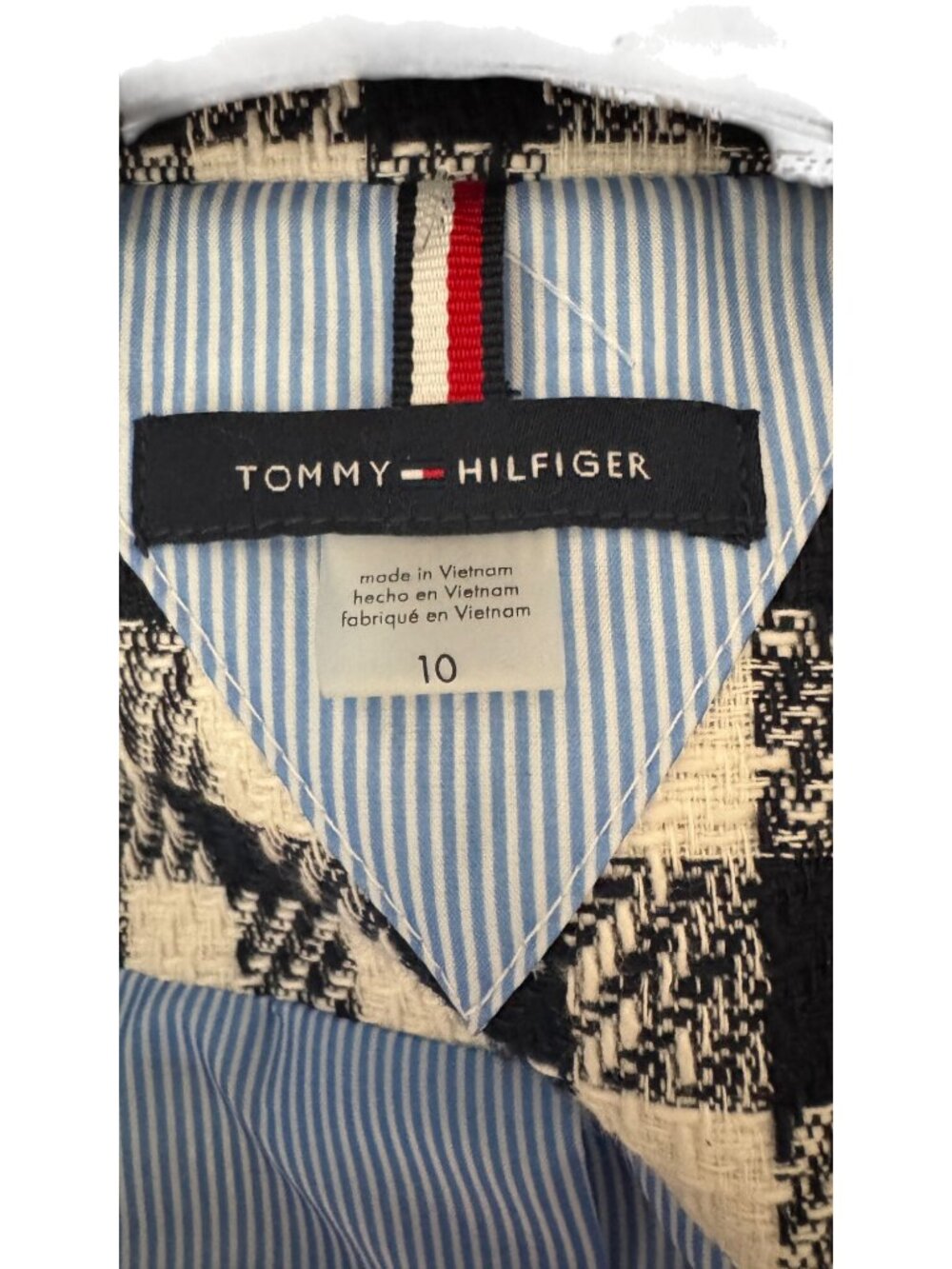 NWT Tommy Hilfiger Size 10 Navy & White Plaid Blazer Cotton-Polyester Blend - Picture 4 of 16